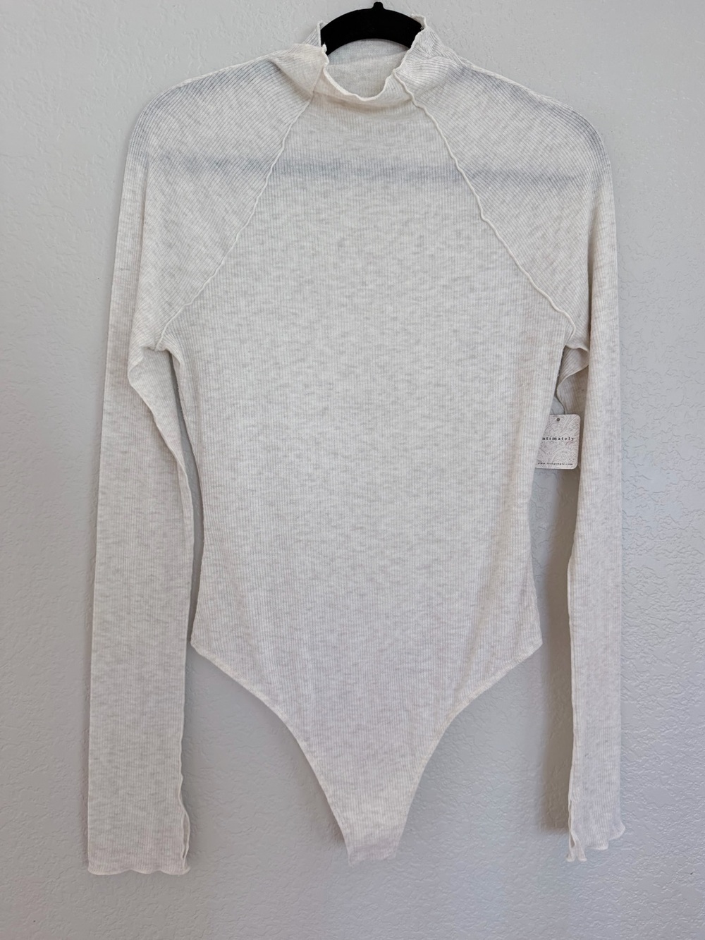 NWT Intimately Free People Ribbed Mock Neck Bodysuit Ivory Oatmeal Size M